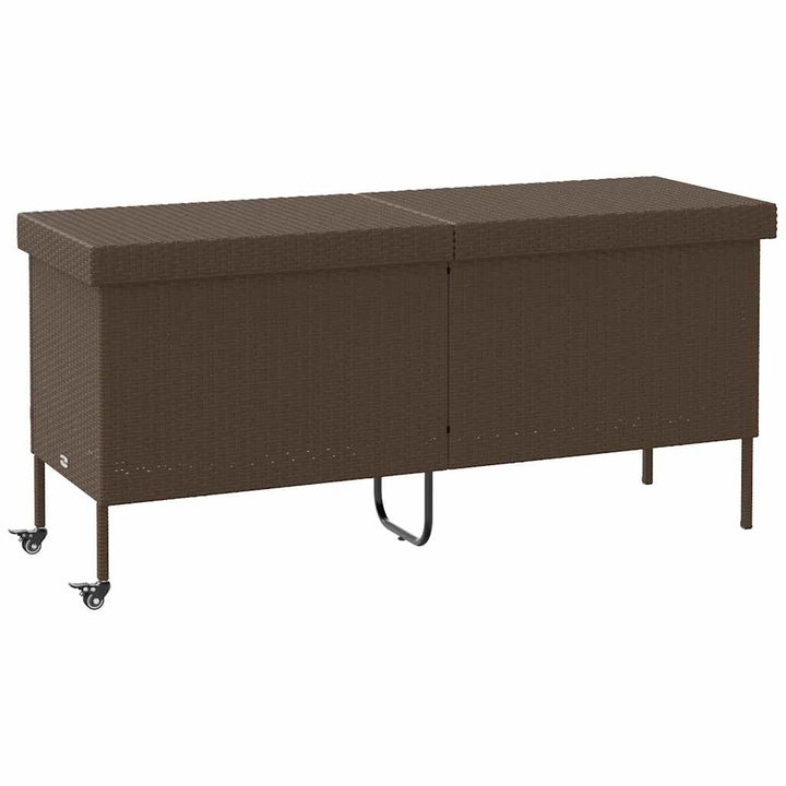 opbevaringsboks med hjul 160x55x75 cm polyrattan brun