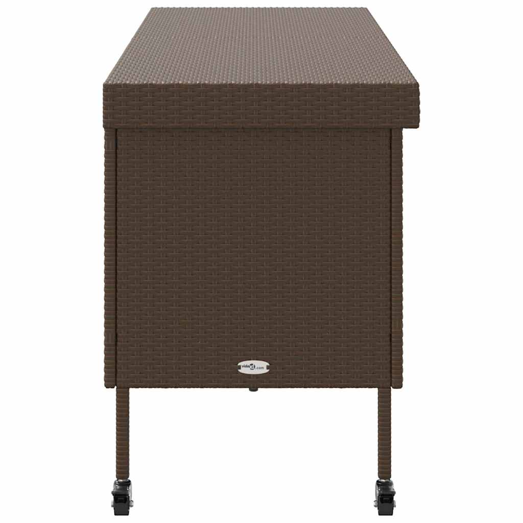 opbevaringsboks med hjul 160x55x75 cm polyrattan brun
