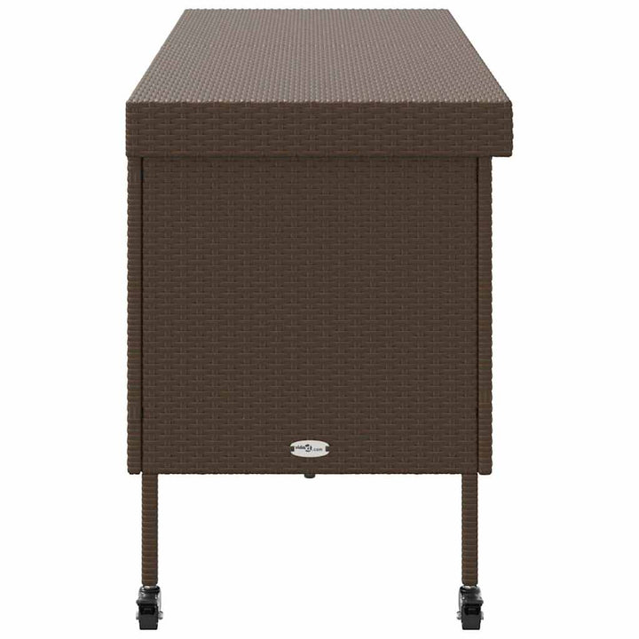 opbevaringsboks med hjul 160x55x75 cm polyrattan brun