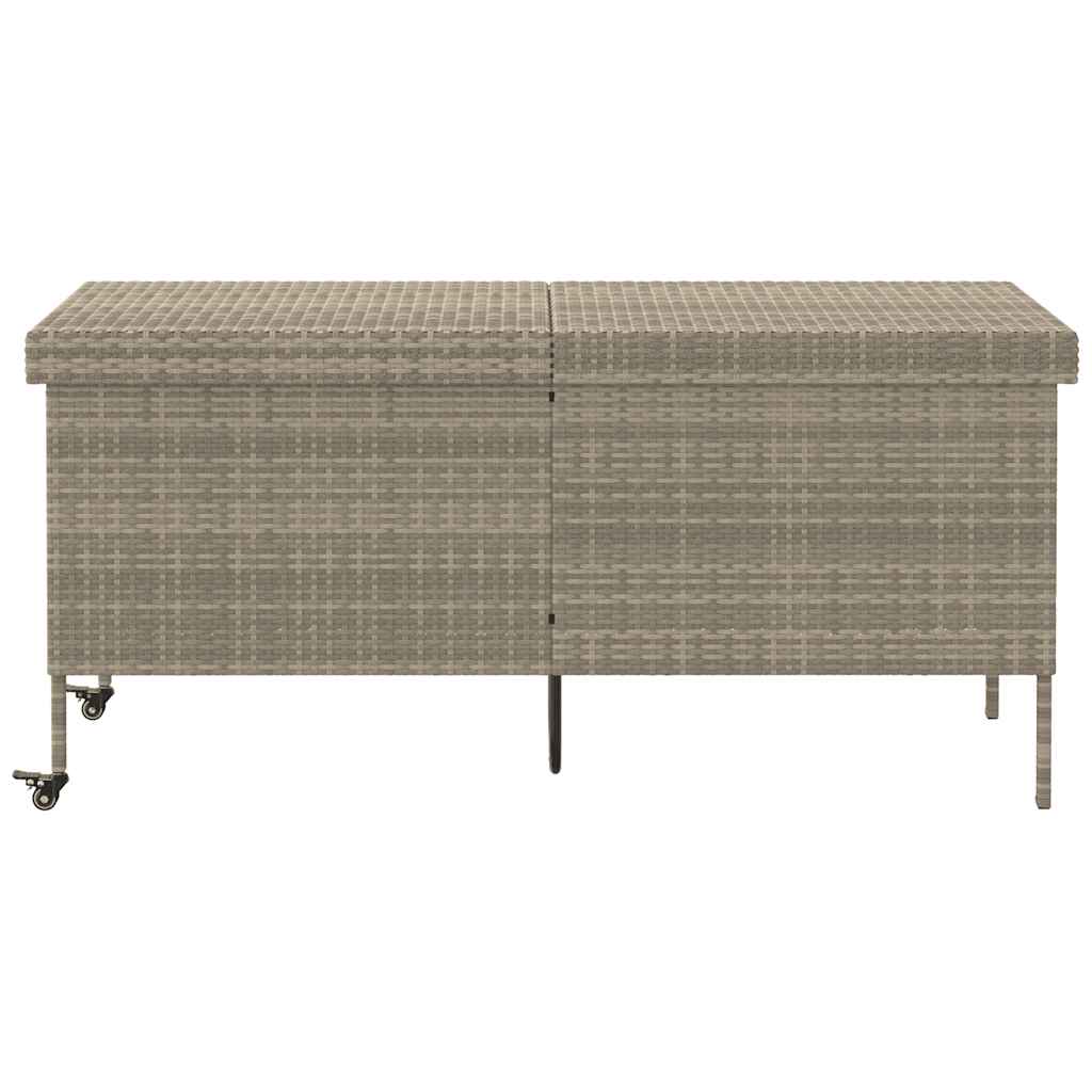 opbevaringsboks med hjul 160x55x75 cm polyrattan lysegrå
