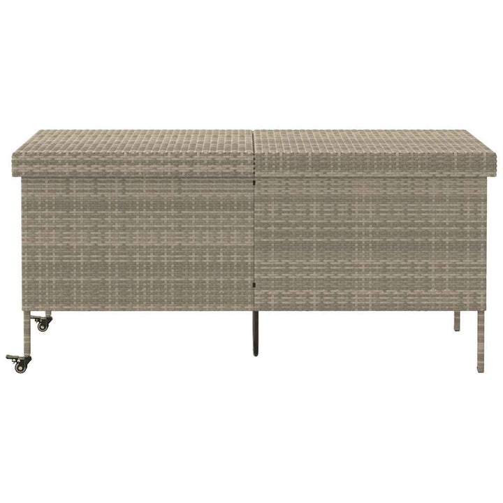 opbevaringsboks med hjul 160x55x75 cm polyrattan lysegrå