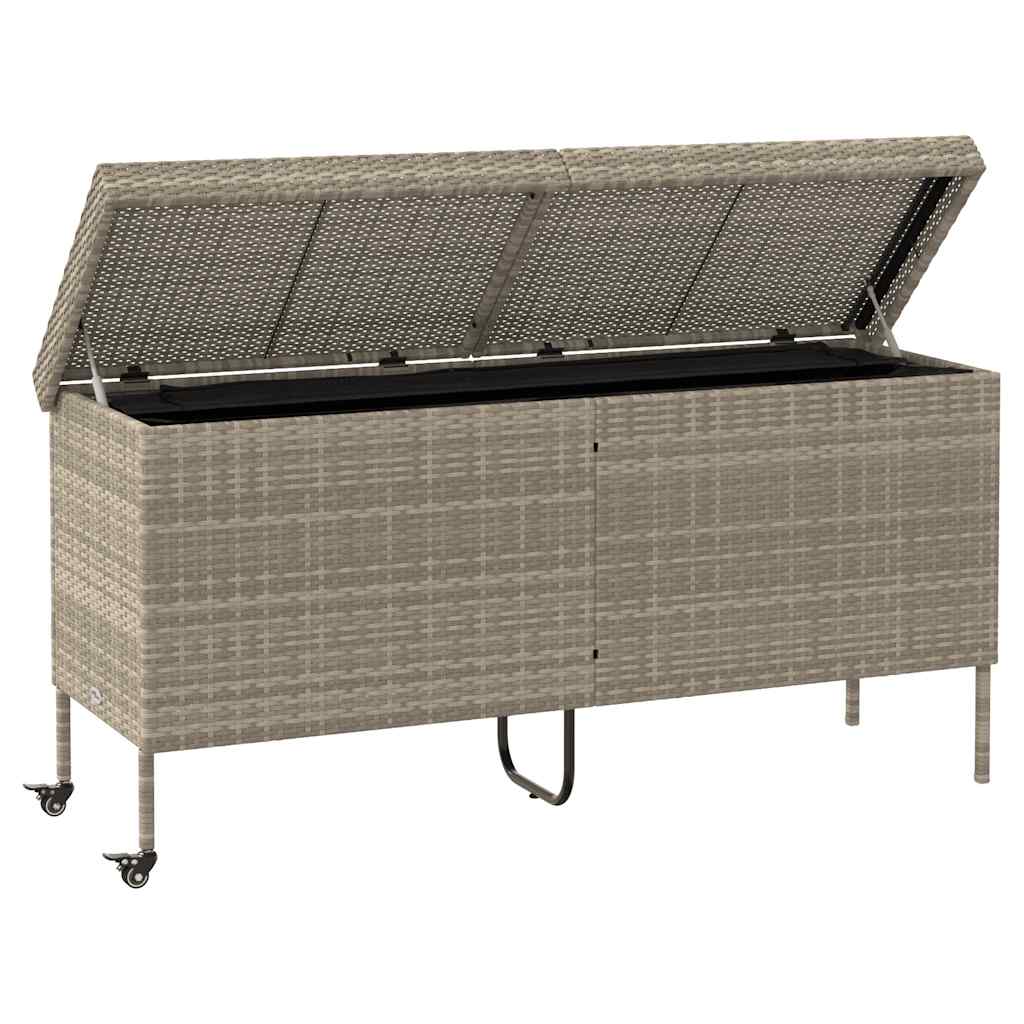 opbevaringsboks med hjul 160x55x75 cm polyrattan lysegrå