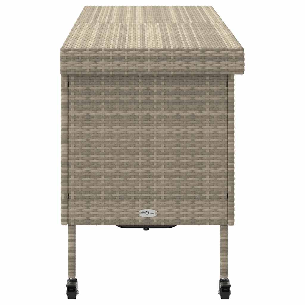 opbevaringsboks med hjul 160x55x75 cm polyrattan lysegrå