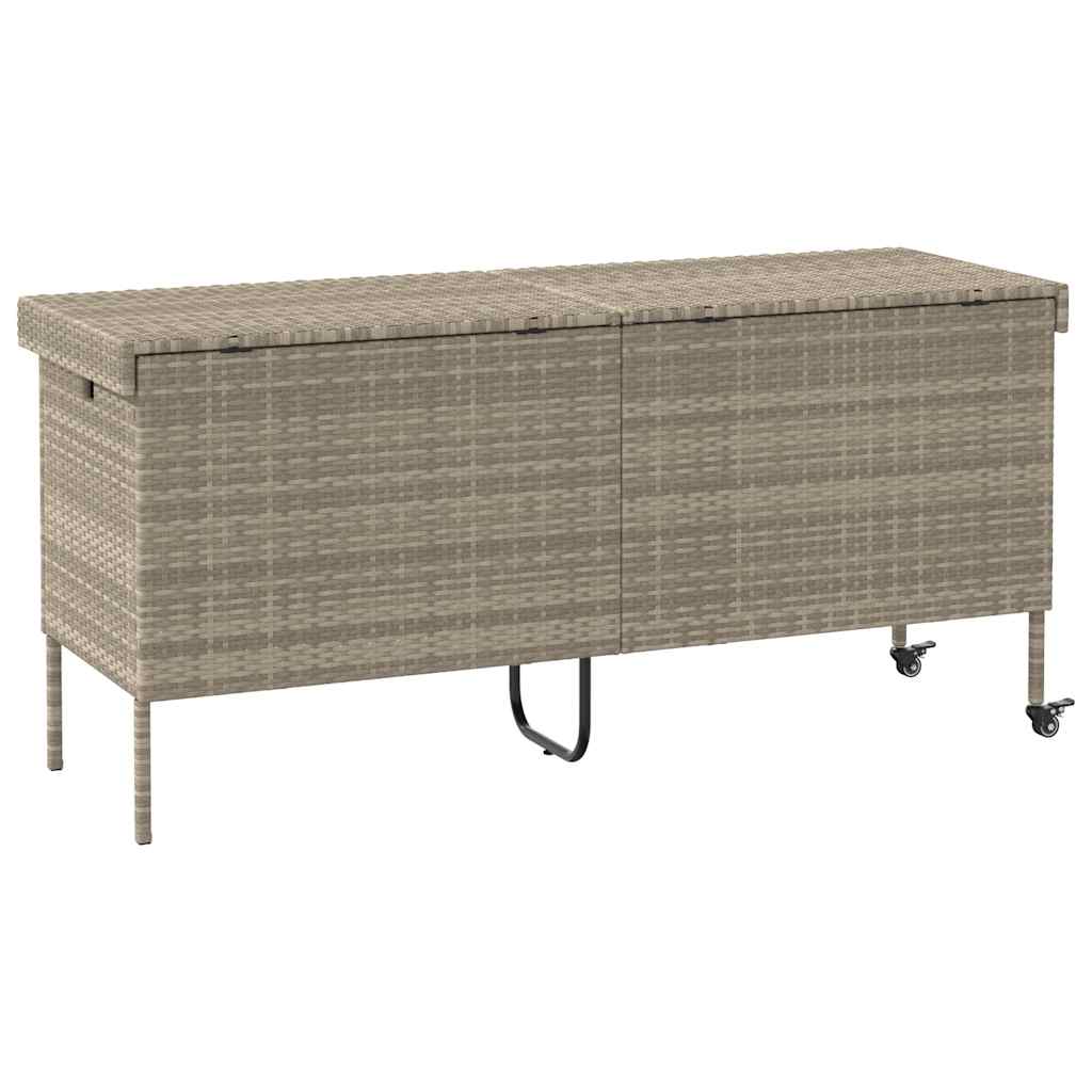 opbevaringsboks med hjul 160x55x75 cm polyrattan lysegrå