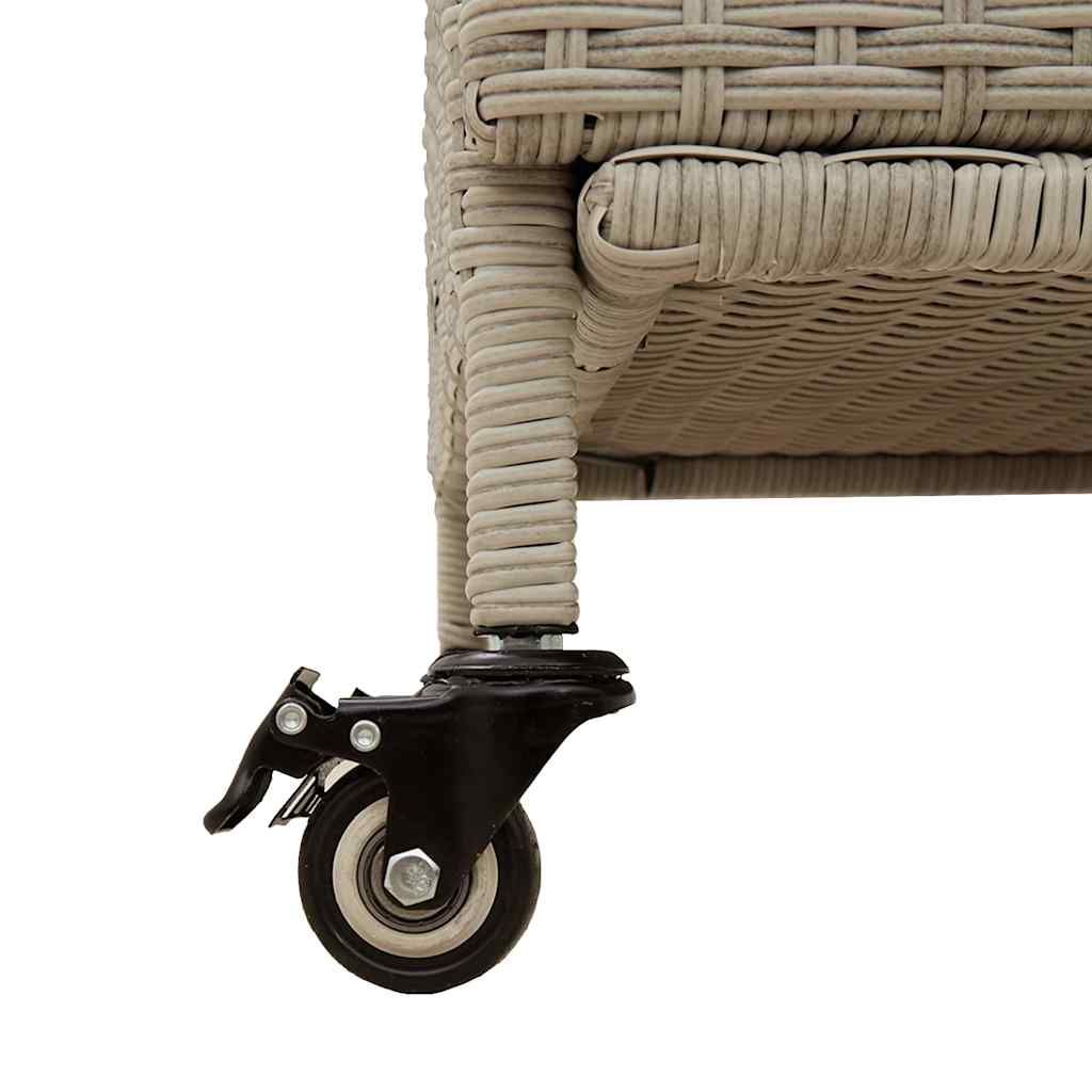 opbevaringsboks med hjul 160x55x75 cm polyrattan lysegrå