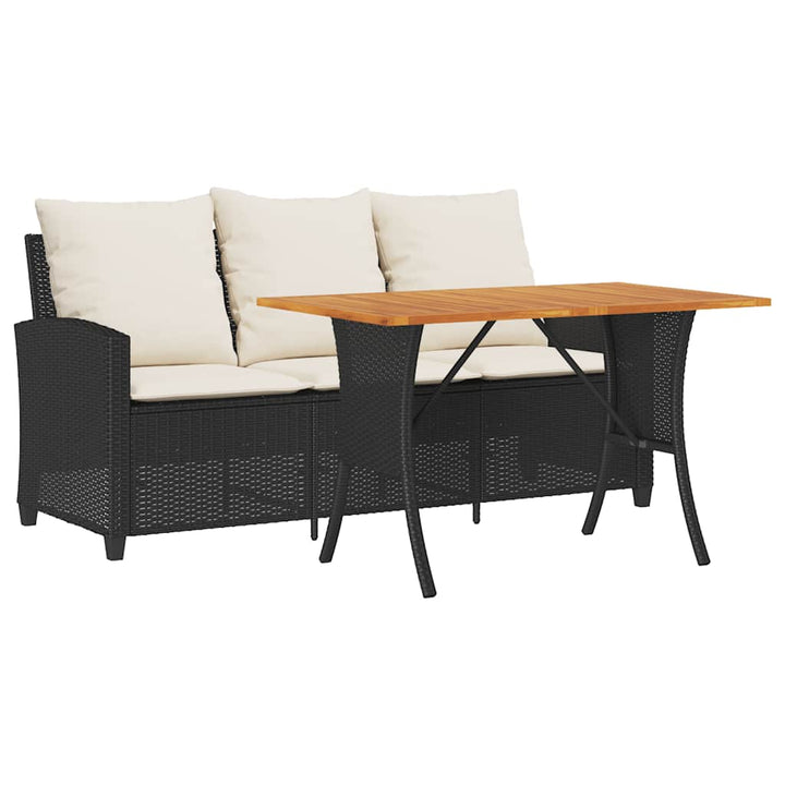 3-personers sofa med hynder og bord polyrattan sort