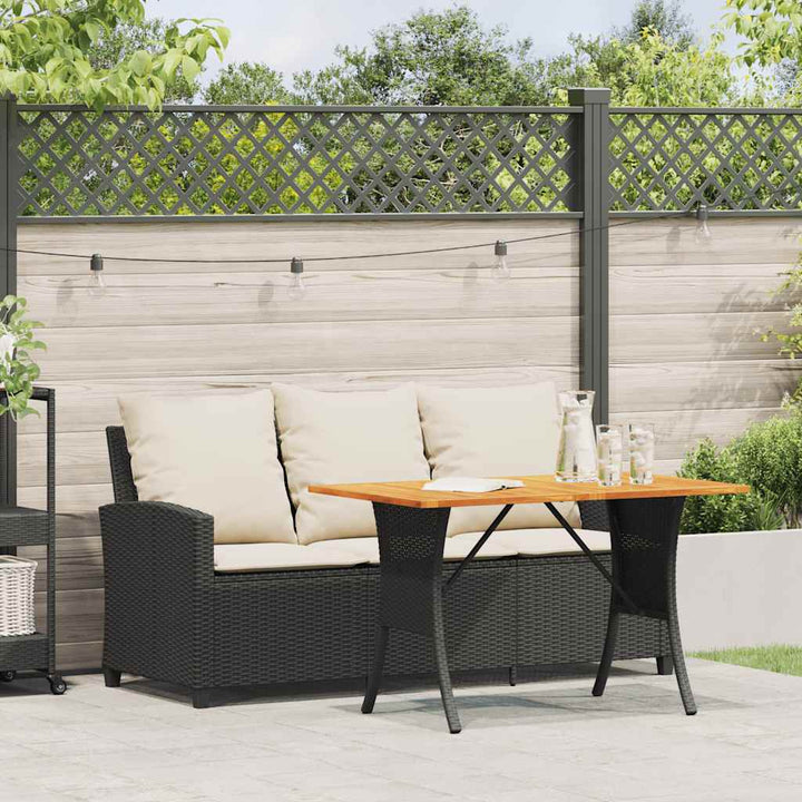 3-personers sofa med hynder og bord polyrattan sort