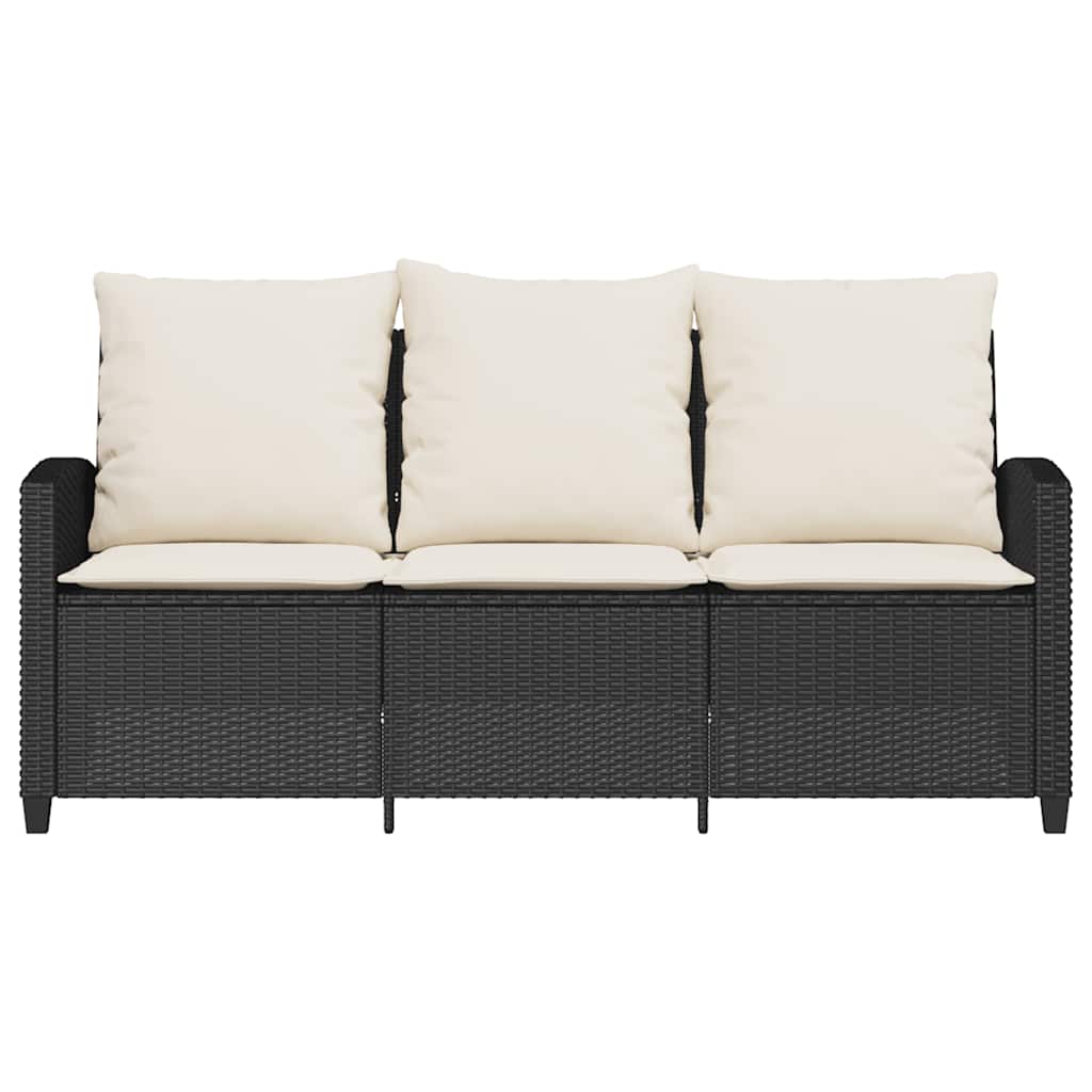 3-personers sofa med hynder og bord polyrattan sort