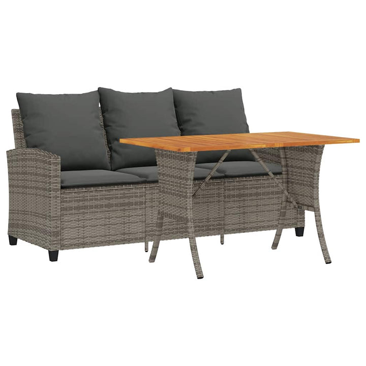 3-personers sofa med hynder og bord polyrattan grå