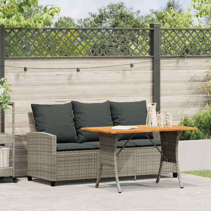 3-personers sofa med hynder og bord polyrattan grå