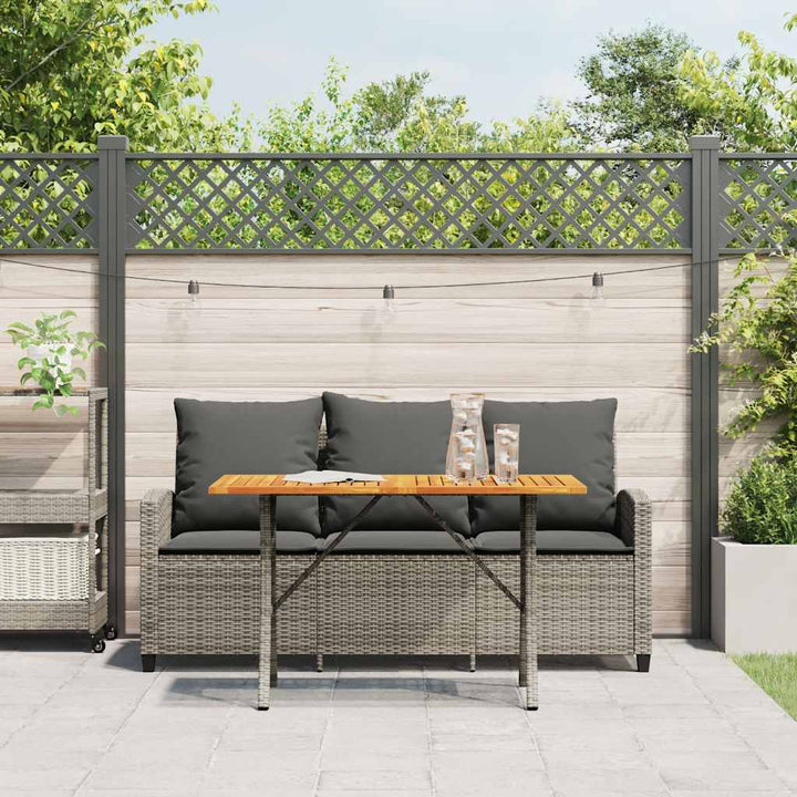 3-personers sofa med hynder og bord polyrattan grå