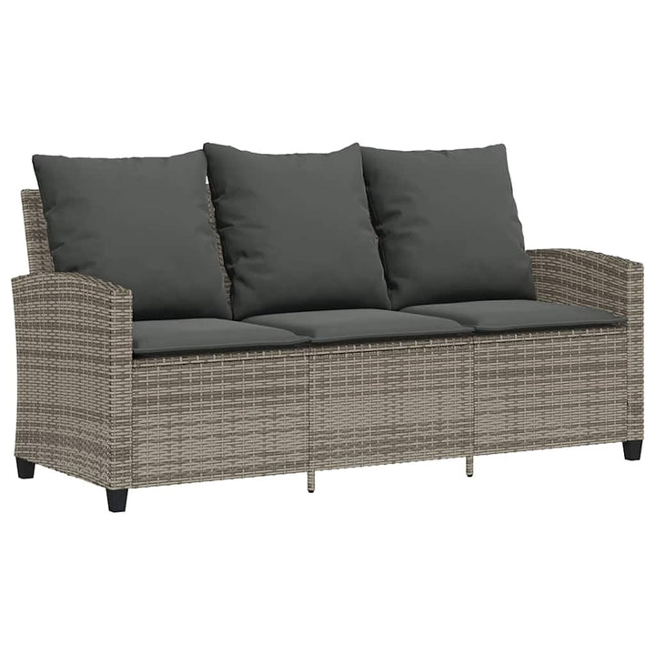 3-personers sofa med hynder og bord polyrattan grå