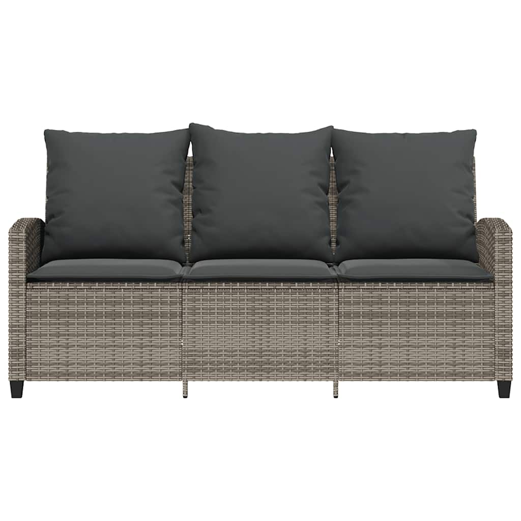 3-personers sofa med hynder og bord polyrattan grå