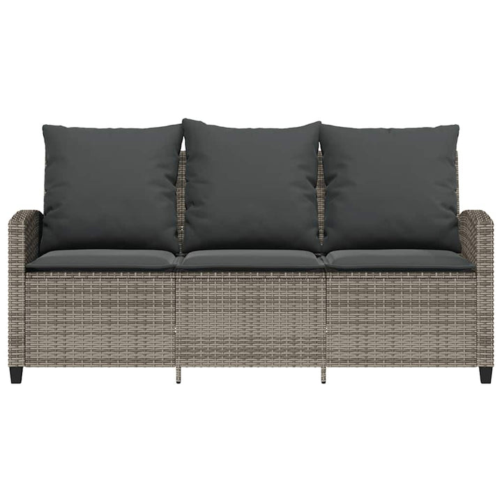 3-personers sofa med hynder og bord polyrattan grå