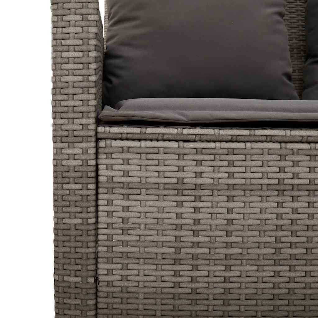 3-personers sofa med hynder og bord polyrattan grå