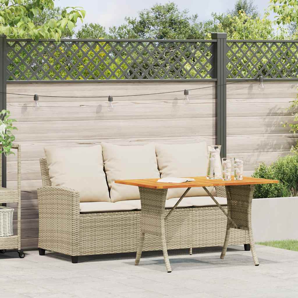 3-personers sofa med hynder og bord polyrattan beige