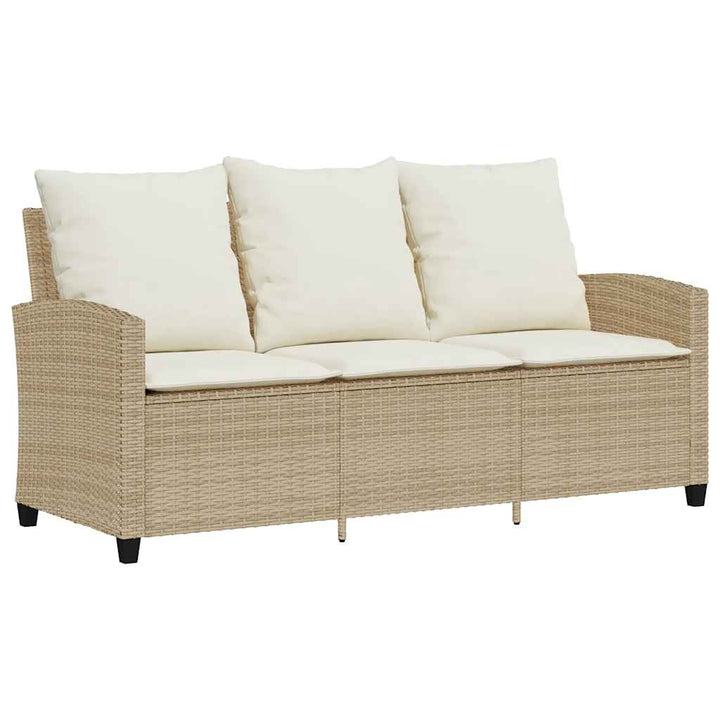 3-personers sofa med hynder og bord polyrattan beige