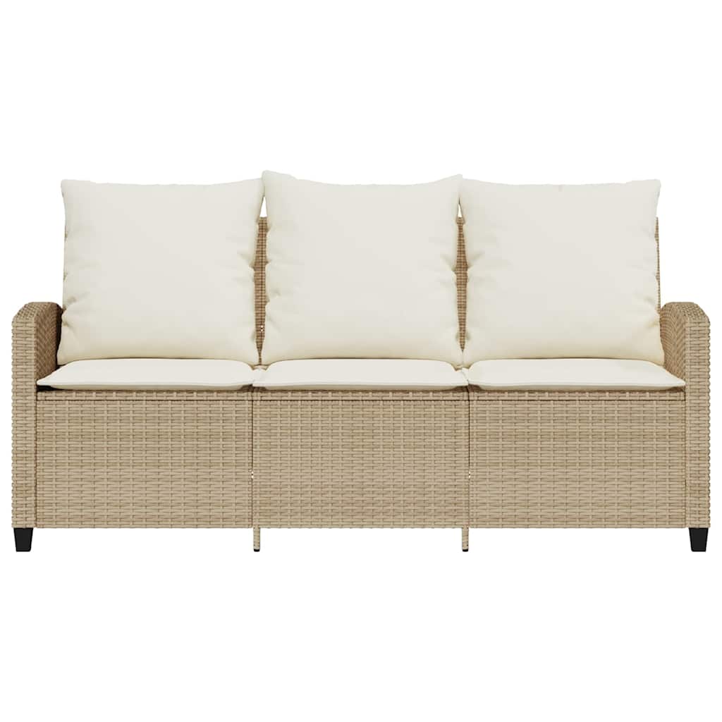 3-personers sofa med hynder og bord polyrattan beige