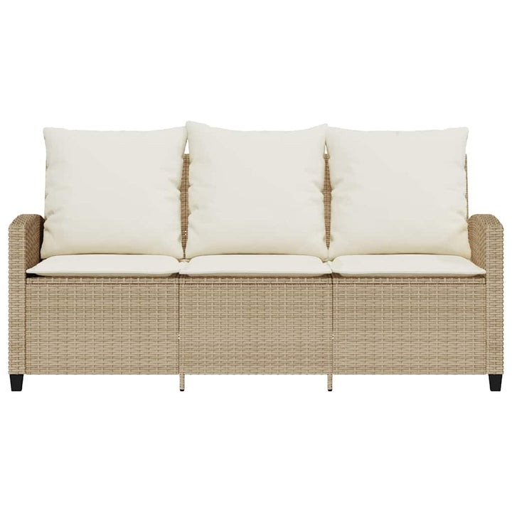 3-personers sofa med hynder og bord polyrattan beige