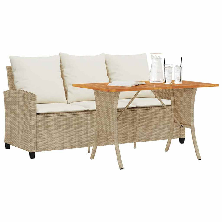 3-personers sofa med hynder og bord polyrattan beige