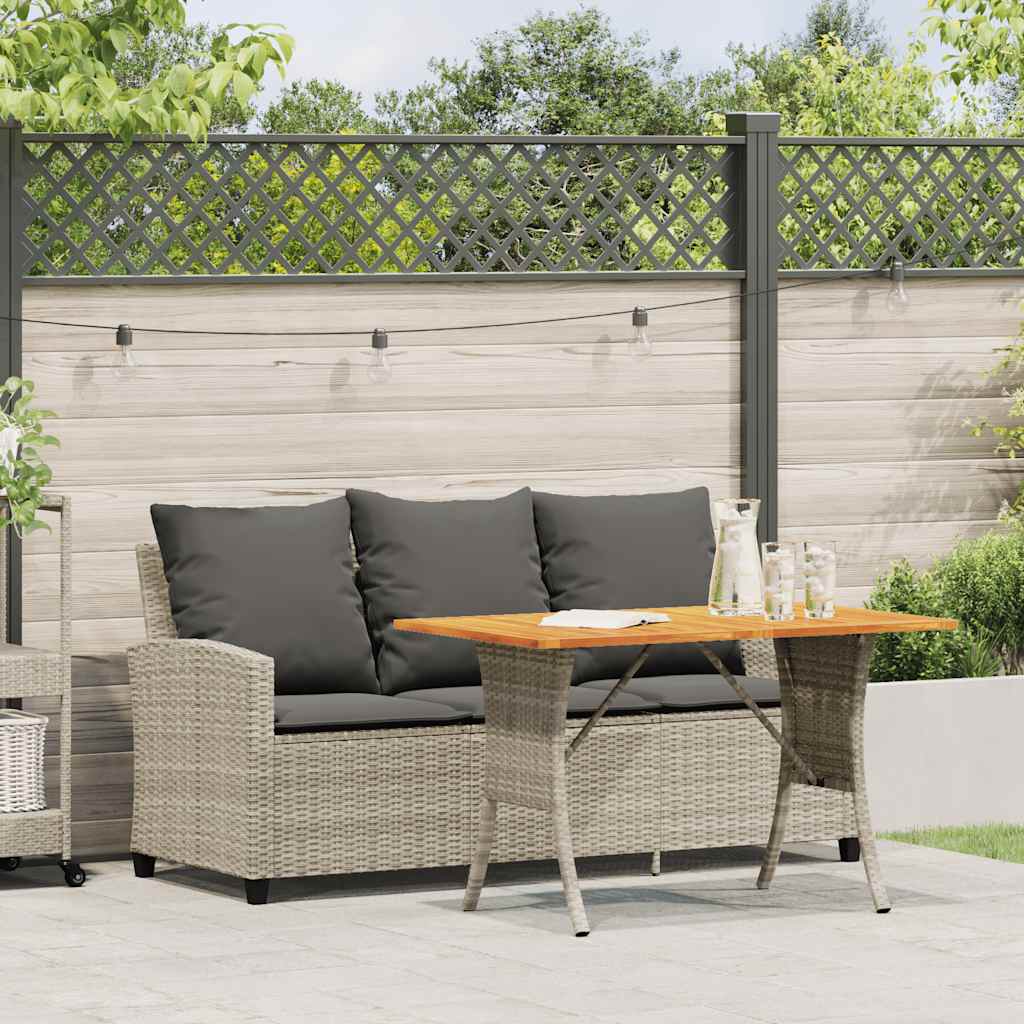 3-personers sofa med hynder og bord polyrattan lysegrå