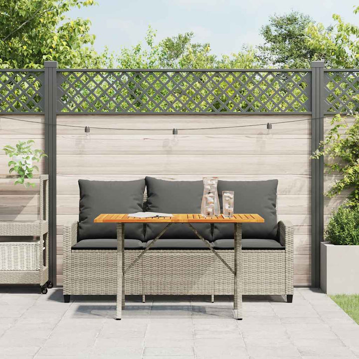 3-personers sofa med hynder og bord polyrattan lysegrå