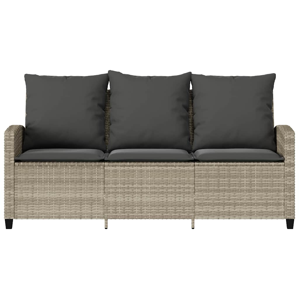 3-personers sofa med hynder og bord polyrattan lysegrå