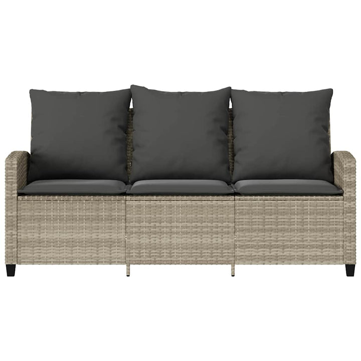 3-personers sofa med hynder og bord polyrattan lysegrå