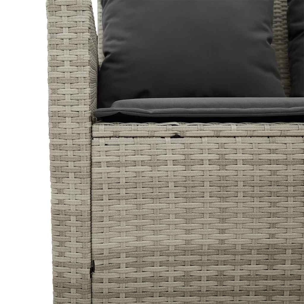 3-personers sofa med hynder og bord polyrattan lysegrå