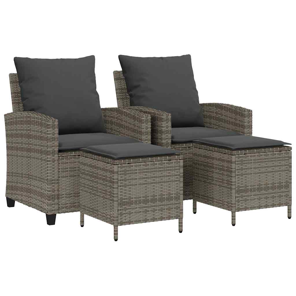 sofasæt til haven 4 dele med hynder polyrattan grå