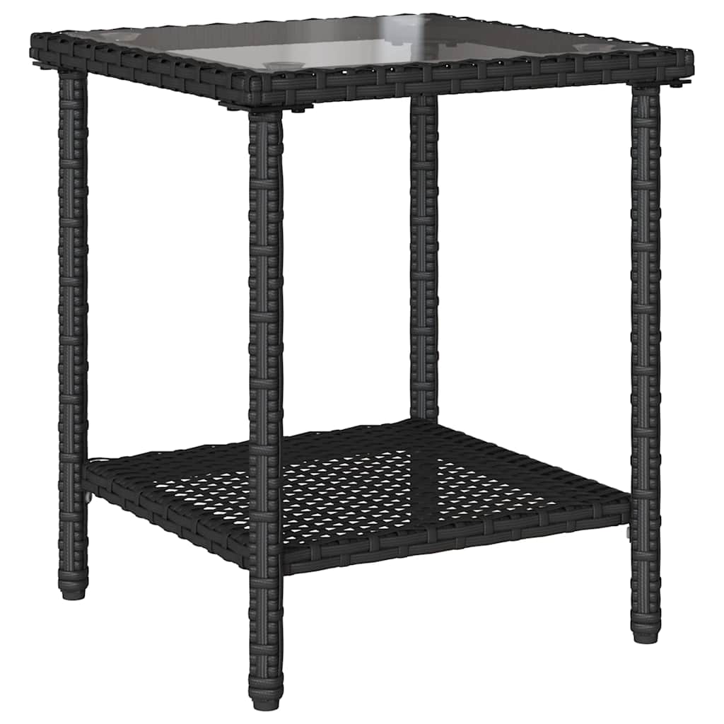 havesofa med bord og hynder L-formet polyrattan sort