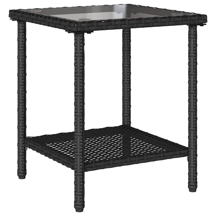 havesofa med bord og hynder L-formet polyrattan sort