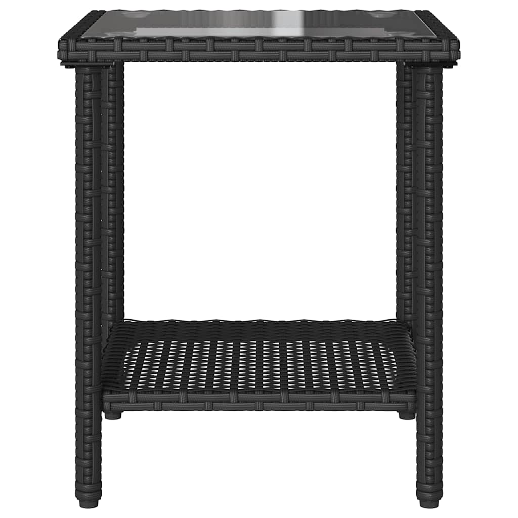 havesofa med bord og hynder L-formet polyrattan sort