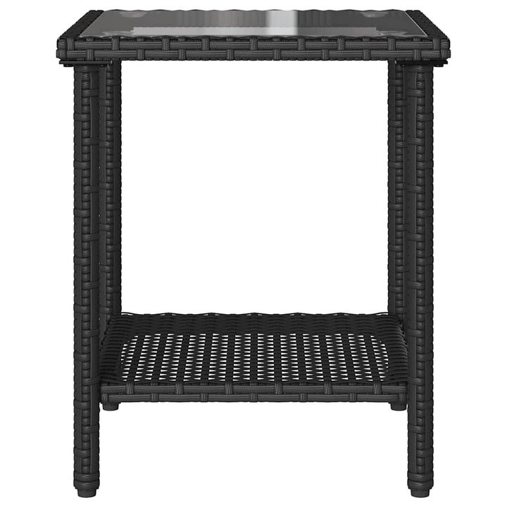 havesofa med bord og hynder L-formet polyrattan sort