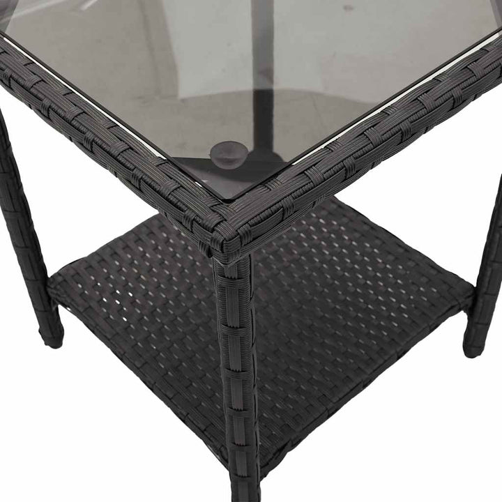 havesofa med bord og hynder L-formet polyrattan sort
