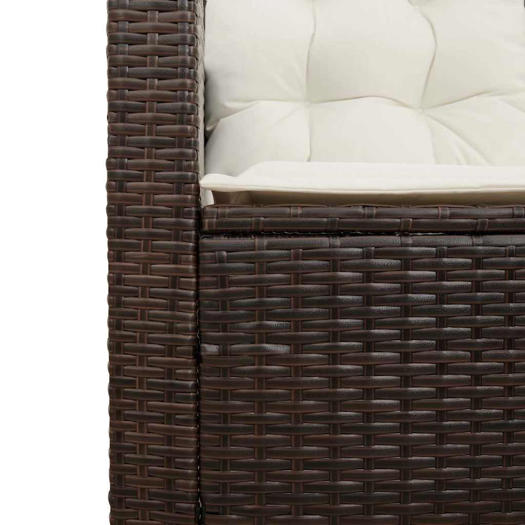 havesofa med bord og hynder L-formet polyrattan brun
