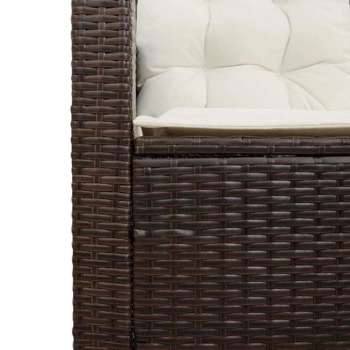 havesofa med bord og hynder L-formet polyrattan brun