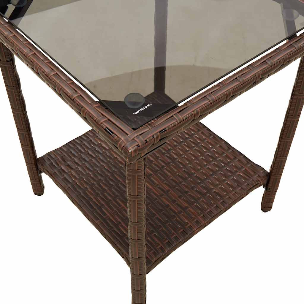 havesofa med bord og hynder L-formet polyrattan brun