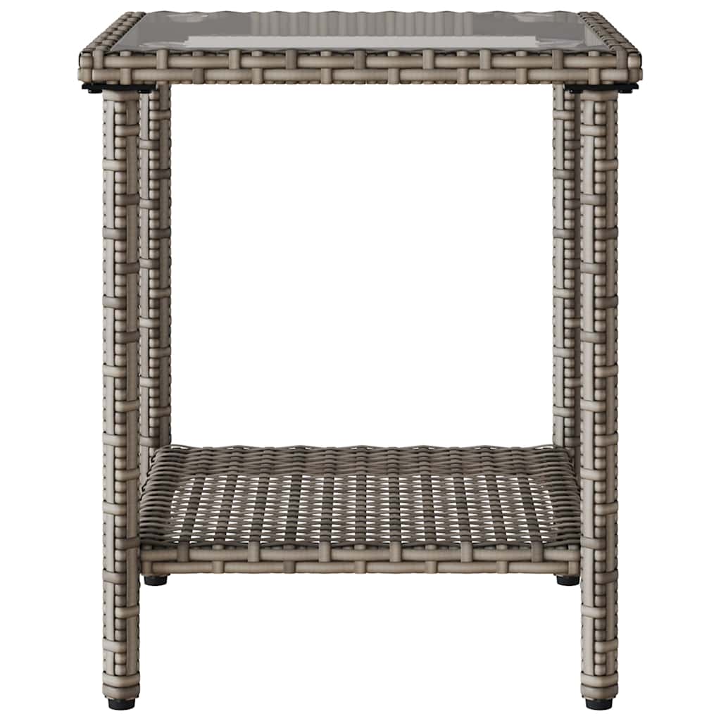 havesofa med bord og hynder L-formet polyrattan grå