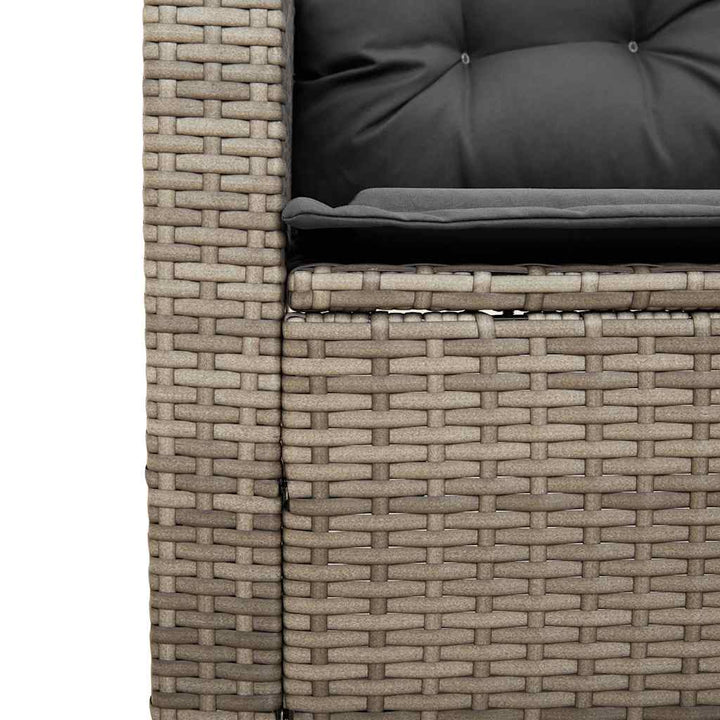 havesofa med bord og hynder L-formet polyrattan grå