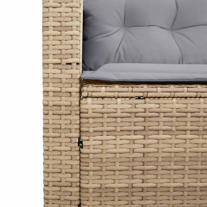 havesofa med bord og hynder L-formet polyrattan beige