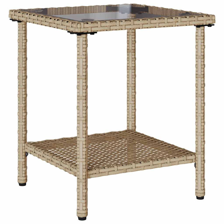 havesofa med bord og hynder L-formet polyrattan beige
