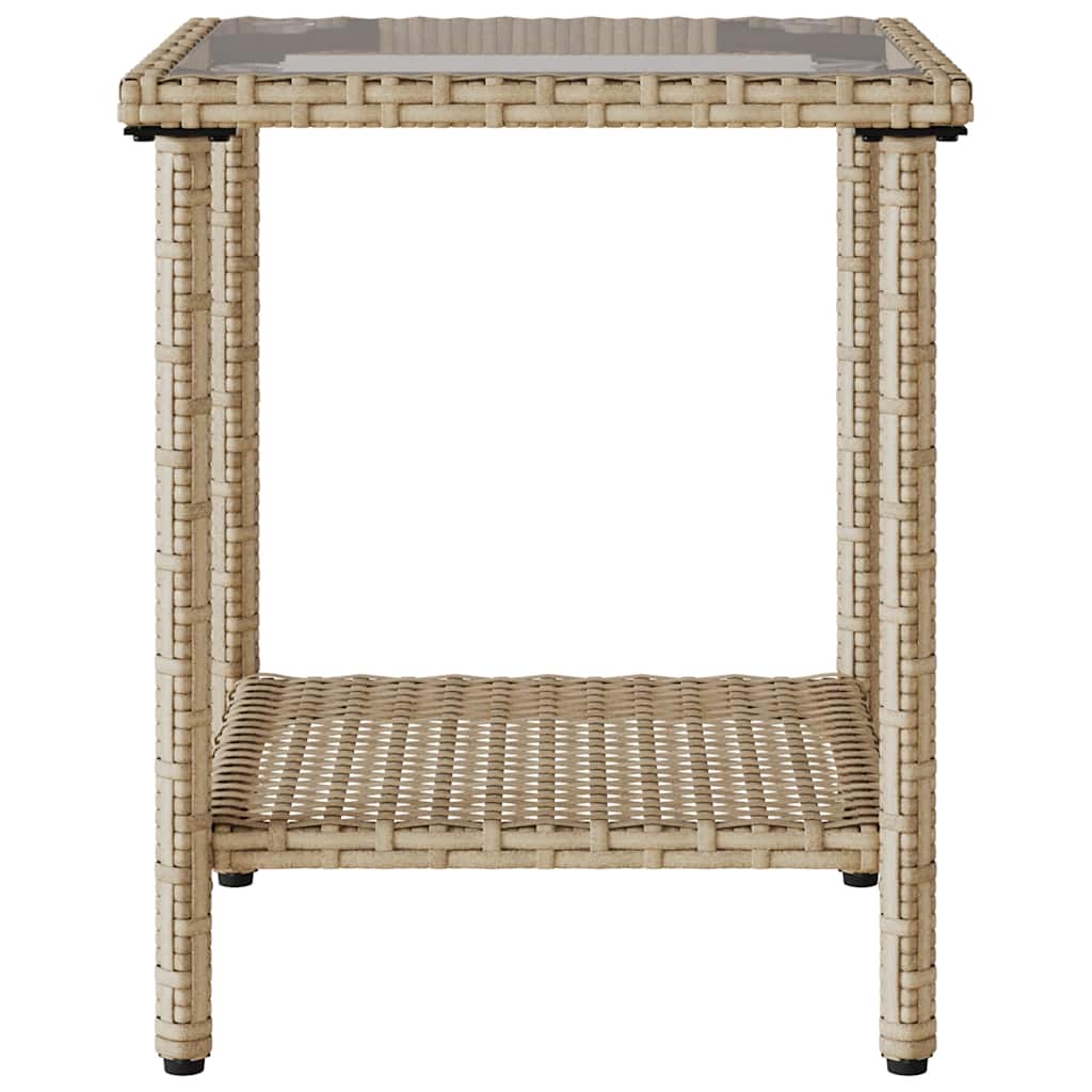 havesofa med bord og hynder L-formet polyrattan beige