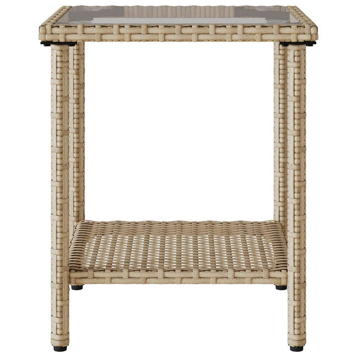 havesofa med bord og hynder L-formet polyrattan beige