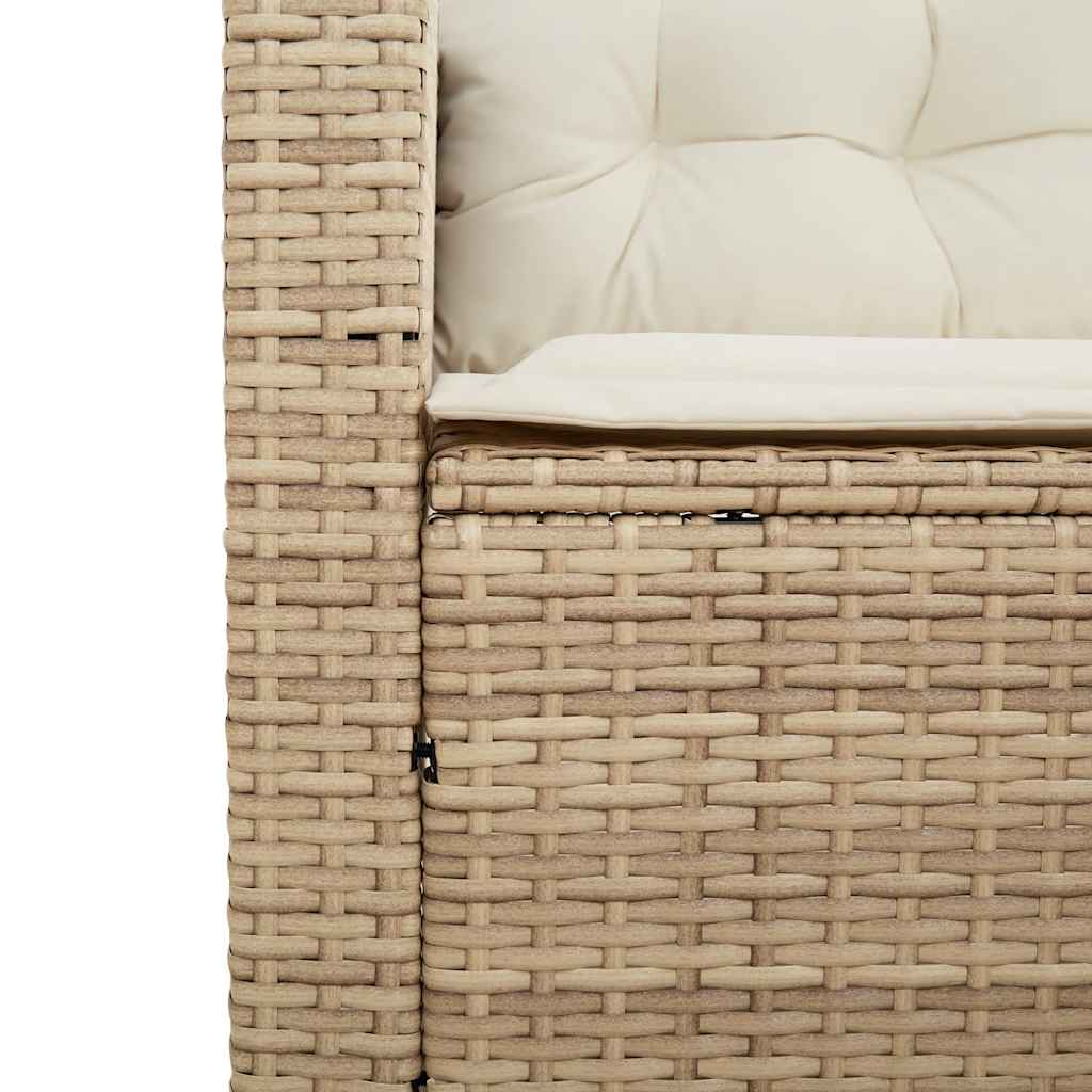 havesofa med bord og hynder L-formet polyrattan beige