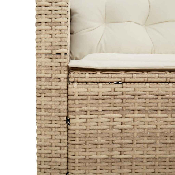 havesofa med bord og hynder L-formet polyrattan beige