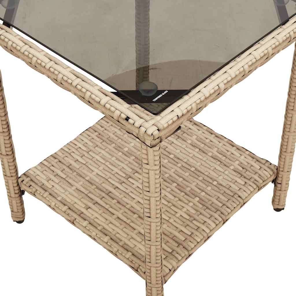 havesofa med bord og hynder L-formet polyrattan beige