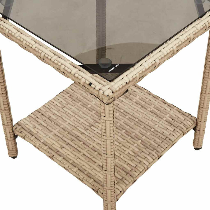 havesofa med bord og hynder L-formet polyrattan beige