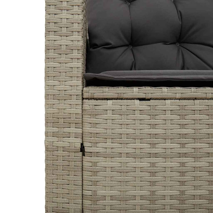 havesofa med bord og hynder L-formet polyrattan lysegrå