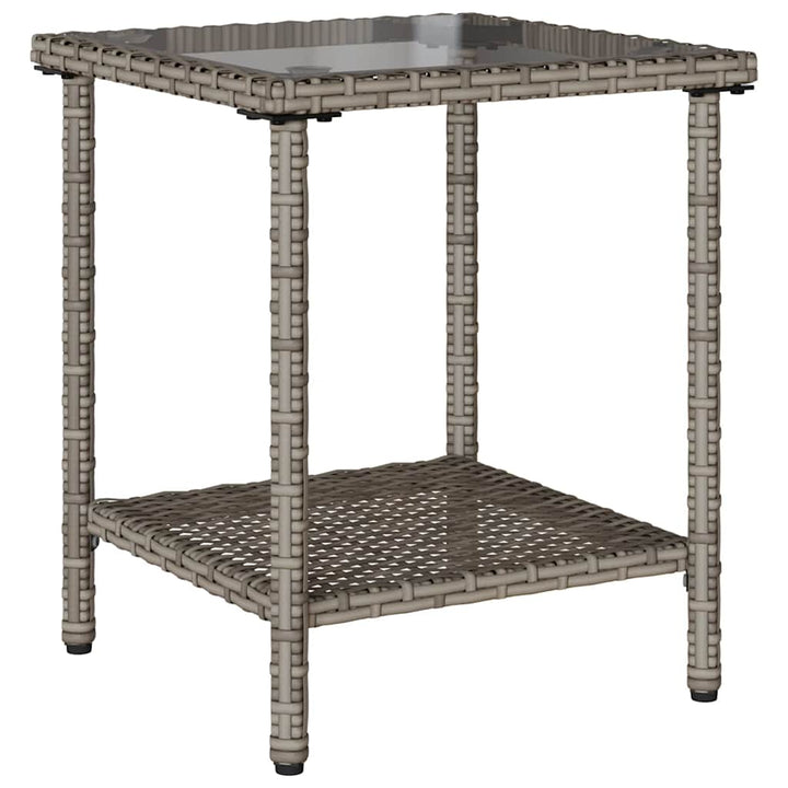 havesofa med bord og hynder L-formet polyrattan grå